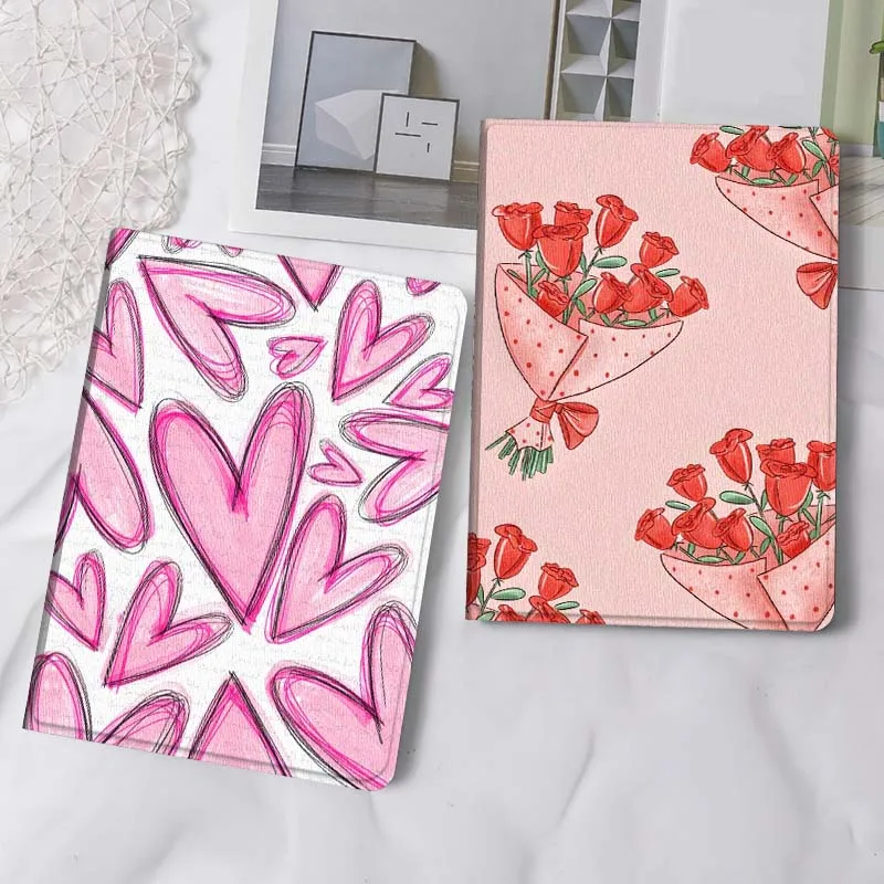 

Cartoon Pink Heart Pattern Gift Tablet Case For Apple iPad Air Pro mini 1 2 3 4 5 6 7 8 9 11 M2 M3 M5 M4 5th 6th 7th 10th 11th