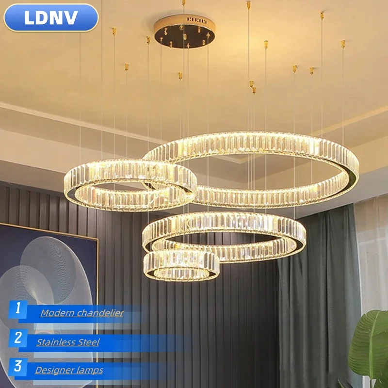 Modern Crystal Chandelier Interior Bedroom  Decoration Living Room Ceiling Pendant Lighs Luxury Ring Luster Lighting Fixtures