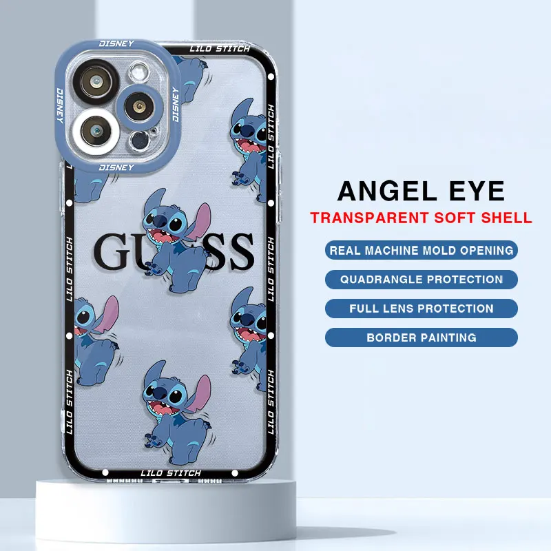 Cover Transparent Soft Case for Samsung Galaxy S10 S24 Ultra S22 Plus S23 FE Note 20 Ultra 10 S21 S20 FE Disney stitch angle