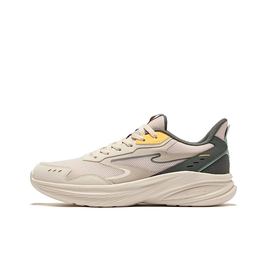 Erke Hunt Slip Resistant Lightweight Rebound Low top Running Shoes Men's Eggnog Gray Light Linen 51125103323-102