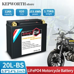 20L-BS Lithium Motorcycle Starter Battery 12V 12Ah 620cca LiFePO4 Powersport Battery Replace for YTX20L-BS, YTX20HL-BS, BTX20L