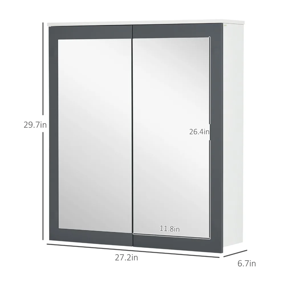 Wall Mounted Bathroom Wall Cabinet with Mirror Double Doors image 2