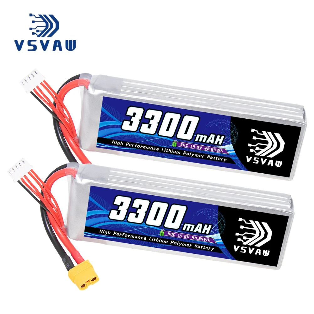 2Pcs VSVAW 14.8V 4S 3300mAh 90C/180C Lipo Battery Movie Shooting FPV Drone Helicopter Crossover RC Vehicle Lithium Battery