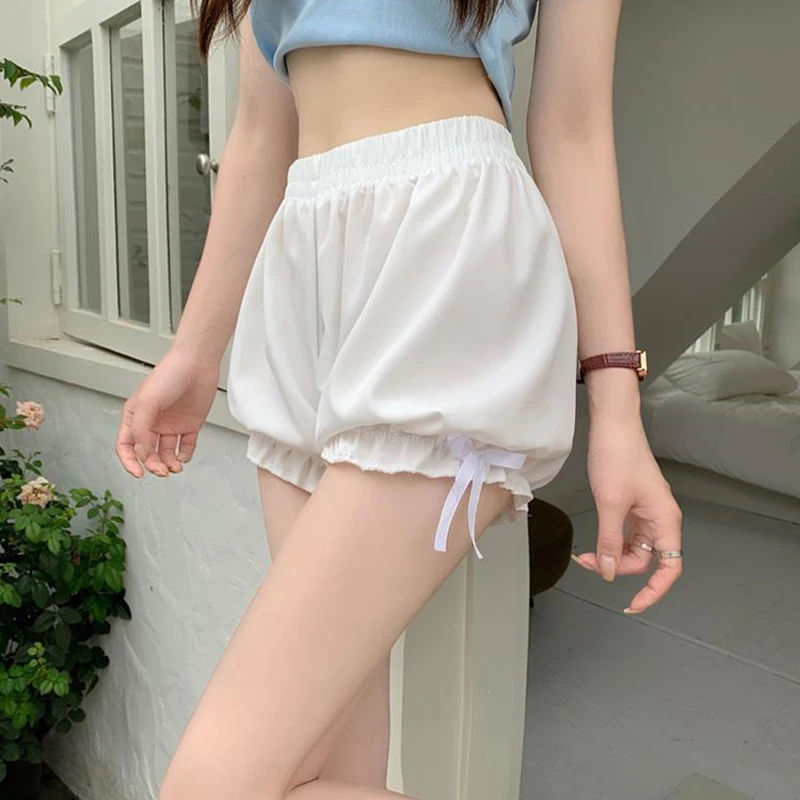 Ruffle Bloomers Ruffles Shorts Panties Anti Exposure Safety Pants Satin Knickers Pajamas Lantern Women\'s Imitation Silk Comforts