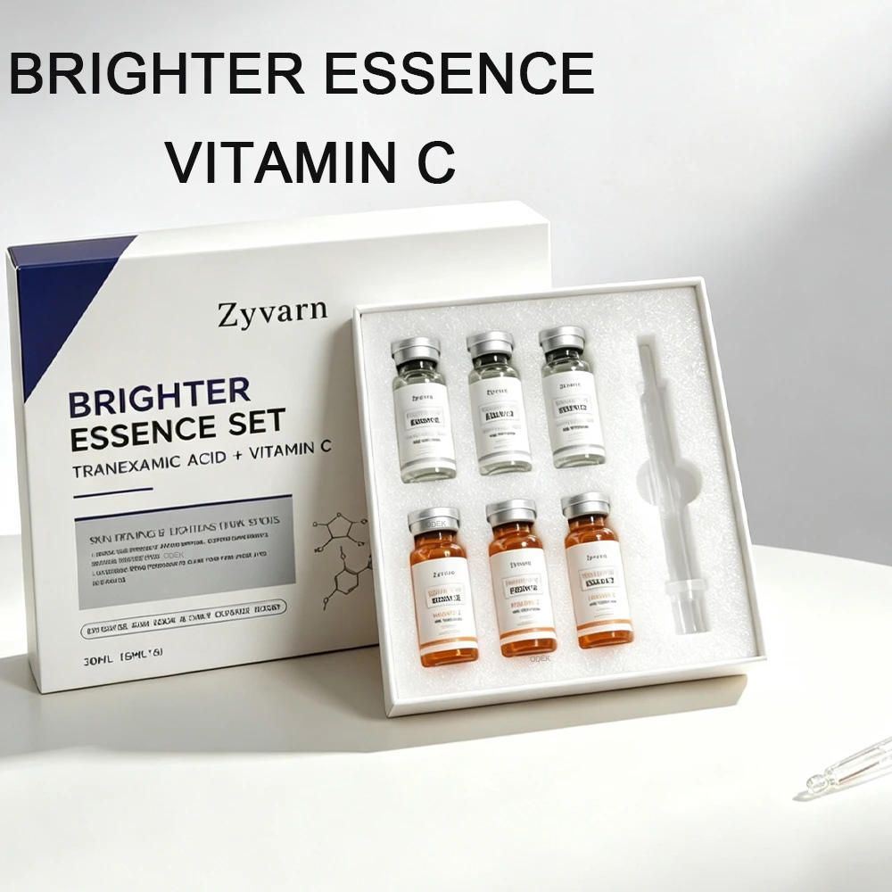 Conjunto de Essência Iluminadora Facial com Ácido Hialurônico e Vitamina C, Ampola Hidratante Profunda, Firmadora, Rejuvenescedora da Pele, Cuidados c