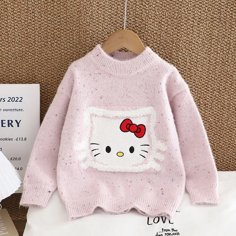 sanrio cute colorful yarn cartoon children's sweater pullover autumn and winter sweater thickened Hello Kitty base wholesale