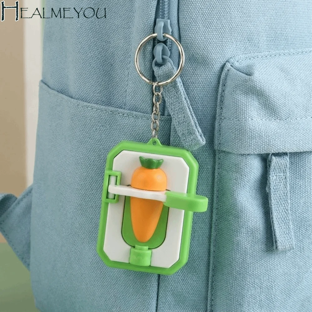 Cute Mini Cutting Carrot Keychain Novelty Fruit Design Creative Stress-relieving Keyring Corn Plastic Material
