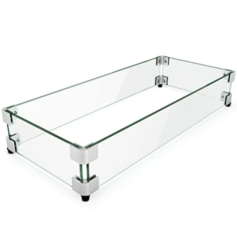 

Inch Glass Wind Guard for Rectangular Fire Pit Table Thick and Sturdy Tempered Glass Panel with Hard Aluminum Corner Bracket an