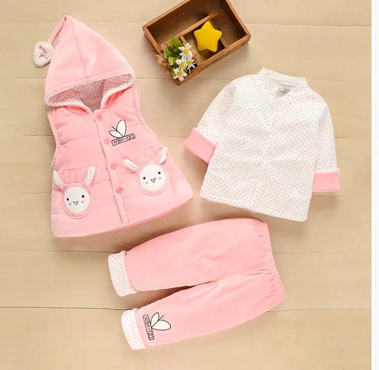 Thin cotton cute baby girl three-piece set 3