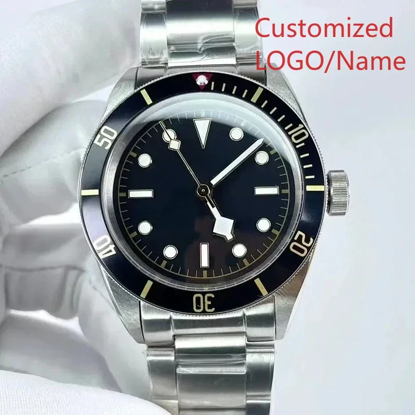 Роскошные автоматические механические часы для мужчин, браслет из нержавеющей стали, черный керамический безель, наручные часы по индивидуальному заказу
