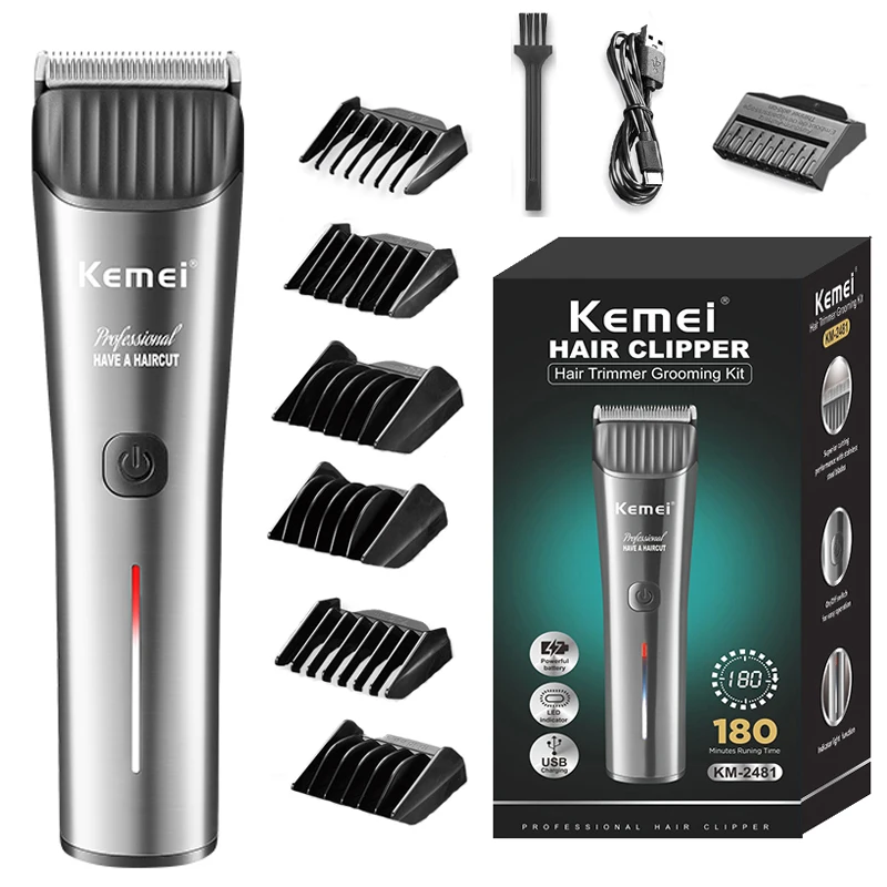 

Kemei Professional Hair Clipper Adjustable Beard Hair Trimmer Electric Barber Haircut Machine Rechargeable KM-2481