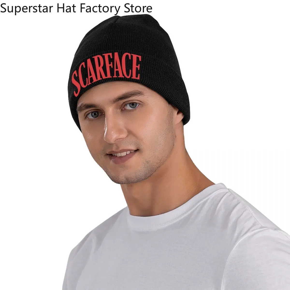 Scarface Logo Knitted Caps for Women Men Skullies Beanies Winter Hat Acrylic Casual Melon Cap