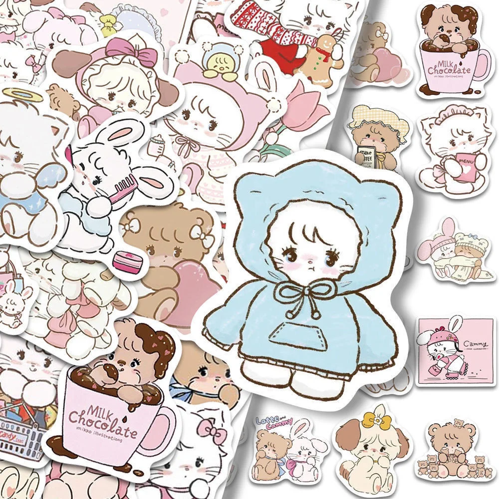 50pcs  Cute MIKKO Stickers Cute Cartoon Anime Decals For Kids Laptop Skateboards Guitar Luggage Phone Scrapbook Diary Stickers