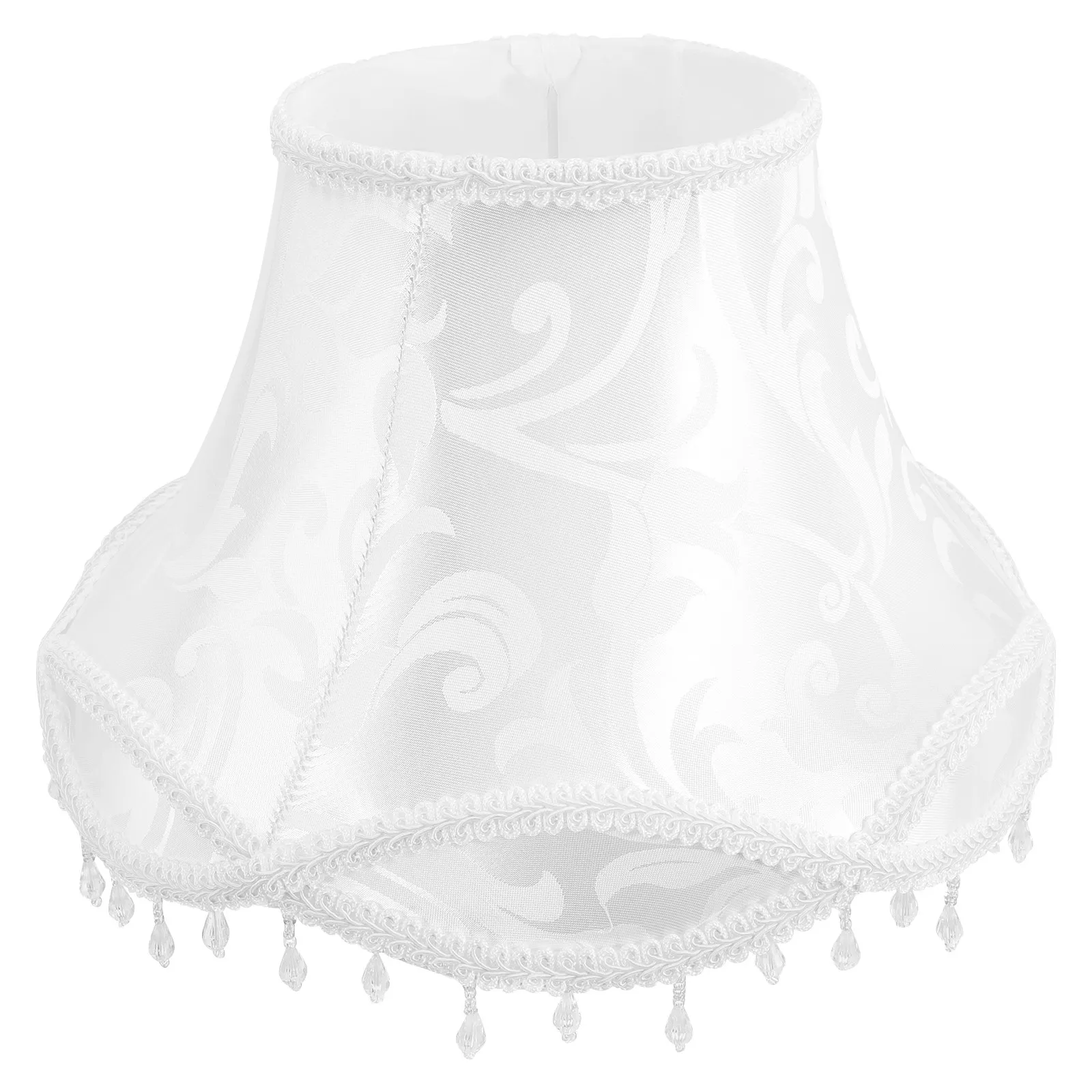 

Cloth Art Table Lamp Shade E27 Retro Lampshade European Style Beaded Fringe Trim for Home Office Bedroom Decor