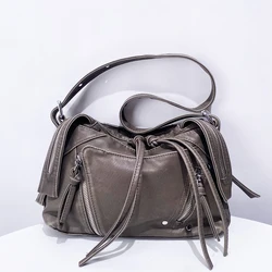 Moto & Biker Bags For Women Luxury Designer Handbag And Purse 2024 New In PU Distressed Rivet Multiple Pockets Underarm Shoulder