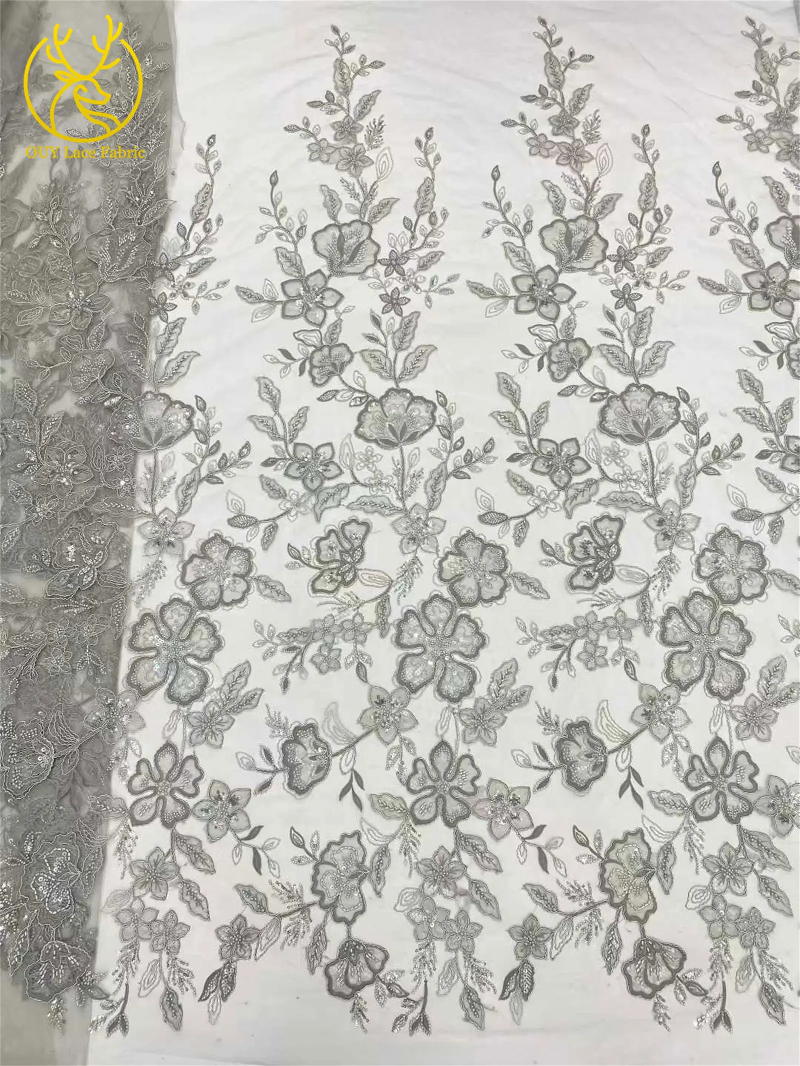 Damen Brautparty-Kleid Pailletten Tüll Bestickter Spitzenstoff 2026 Hochwertiger Nigerianischer Französischer Perlen-Spitzenstoff 5 Yards – Detail 21