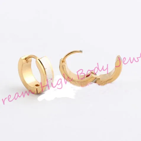 Imagem -04 - Frosted Gold Color Hoop Earring Ear Rings Pregos Loop Women Girl Vintage mm Largura 316l Stainless Steel Fashion Body