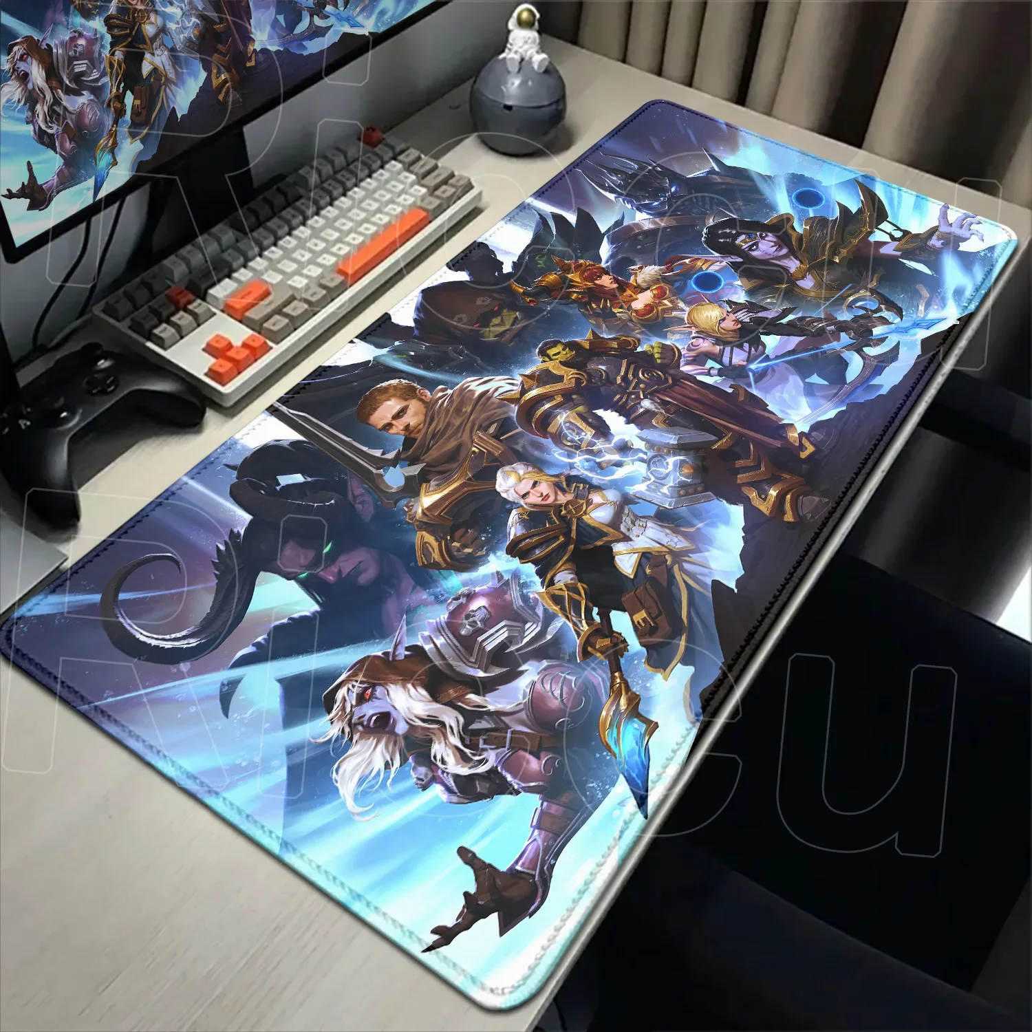 لوحة ماوس مطاطية مطبوعة عالية الدقة من World Of Warcraft كبيرة غير قابلة للانزلاق مقاس XXL Pc Gamer WOW لوحة طاولة Lich King لوحة مفاتيح وماوس