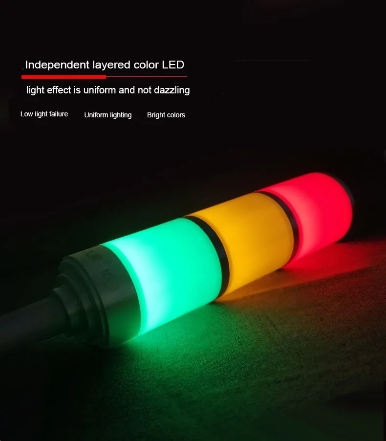 Indicateur LED tricolore, alarme de Machine-outil, multicouche, sonnerie en aluminium toujours brillante, voyant d'avertissement avec commande de commutateur