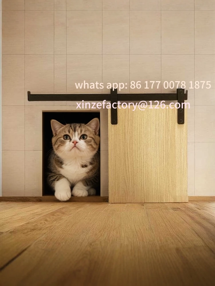 

Customizable Barn Door Sliding Pet Free in Out Bedroom Suspension Hole Dog Hole