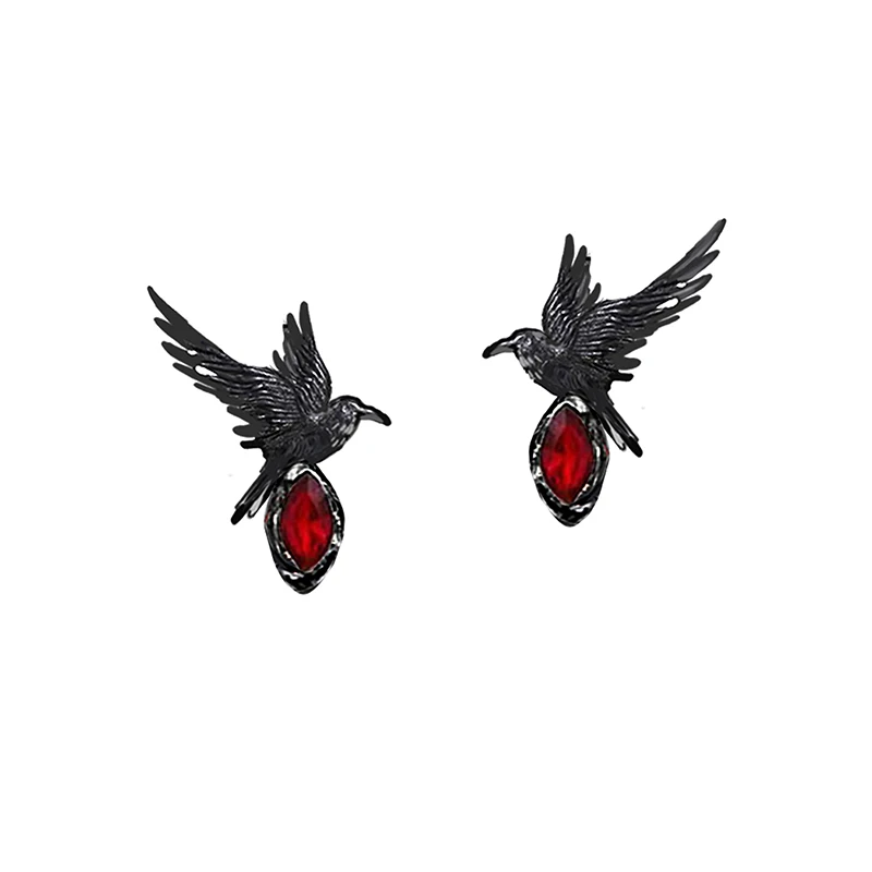 

Thorn Series Dark Hot Girl Crow Ear Studs Niche Sweet Cool Red Zircon Earrings