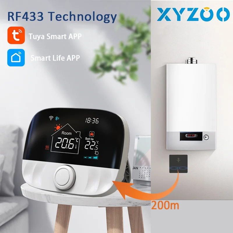 

Wireless Thermostat WiFi Tuya Smart Gas Boiler Heating Temperature Controller with 220V Receiver Programmable Thermoregulator