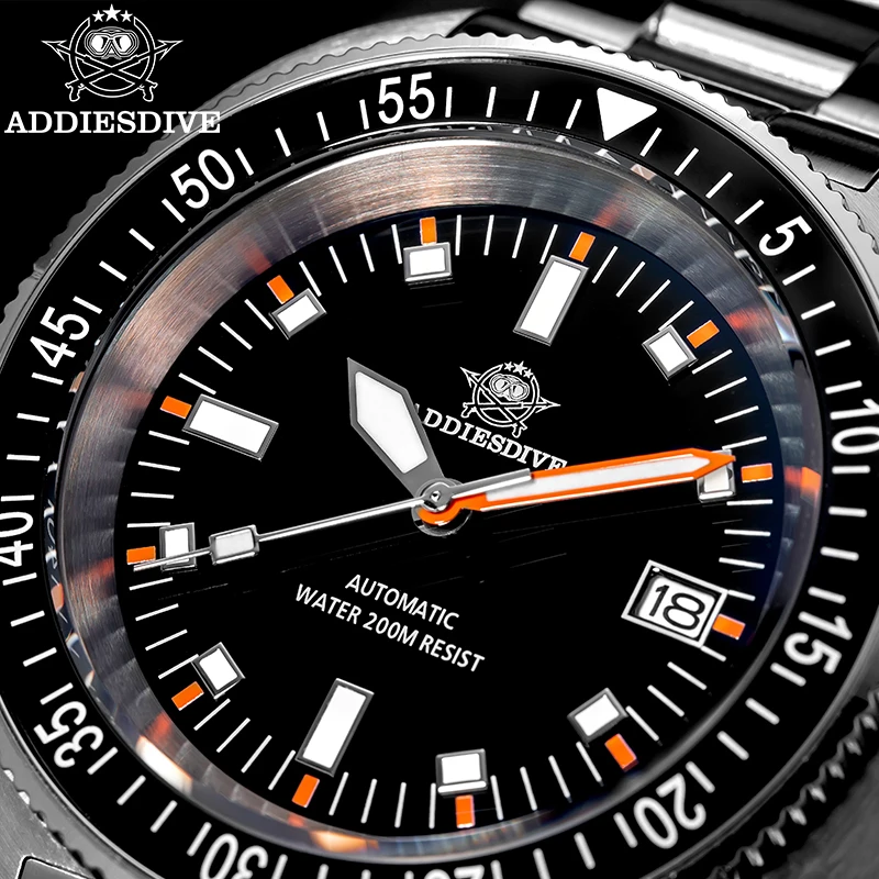 ADDIESDIVE Sapphire Glass Black Ceramic Bezel Automatic Mechanical Watches 200m Waterproof Luminous NH35 Men's Dive Watch AD2081