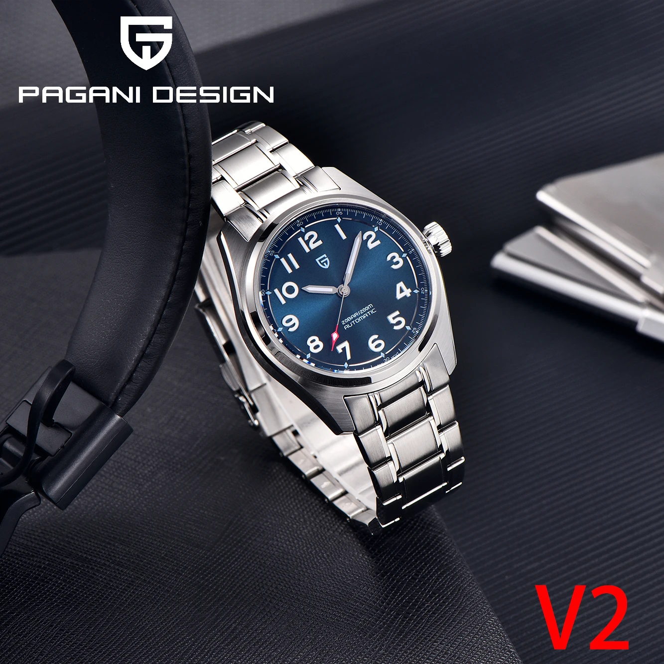 PAGANI DESIGN NH35 Automatic PD1717 V2 Men Mechanical Watch AR Sapphire Glass Pilot 38mm Stainless Steel Relogio Masculino 2023