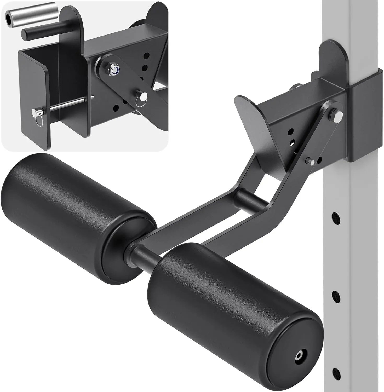 

Nordic Hamstring Curl Attachment for Power Rack with 5/8" or 1" Holes - Adjustable Leg Hold Down, Leather Surface