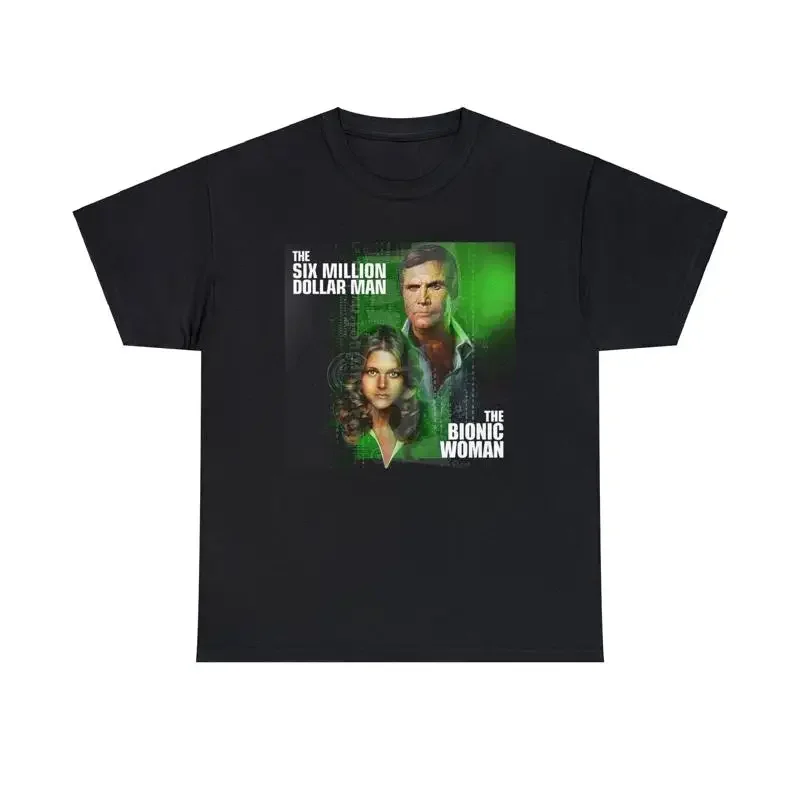 Camiseta de algodón pesado de Six Million Dollar Man, Bionic Woman, Lee Majors, Lindsay Wagner