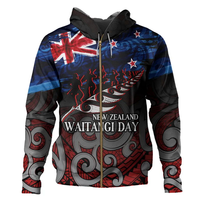 New Zealand Flag Silver Silver Fern 3d Printed Graphic Hoodie New In Hoodies & Sweatshirts Zip Hoodies For Men Y2k Pullover Coat