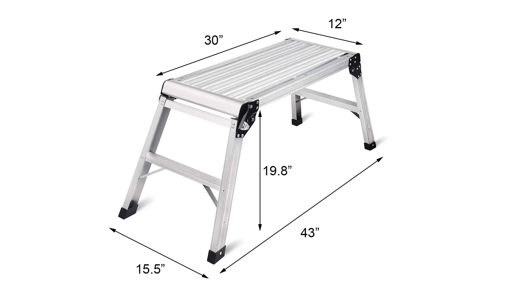 Work Platform Step Ladder Heavy Duty Foldable Aluminum Platform 330 LBS Capacity