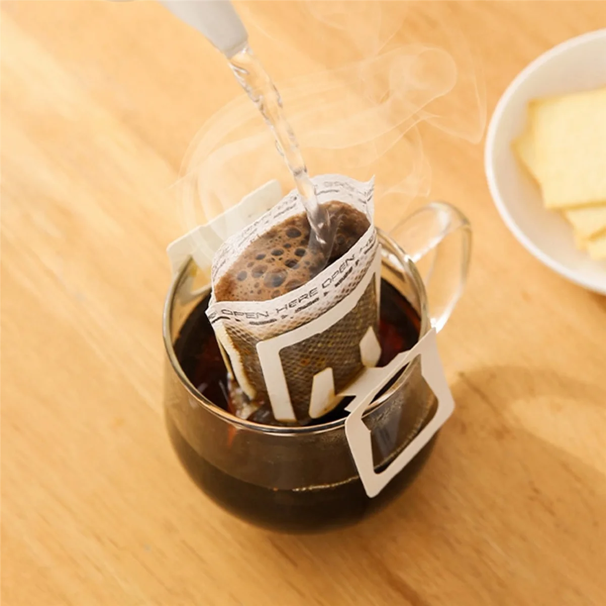 A44T100Pcs ทิ้งถุงกรองกาแฟหยดแบบพกพาแขวนหูสไตล์กระดาษ Home Office Travel กาแฟเครื่องมือ