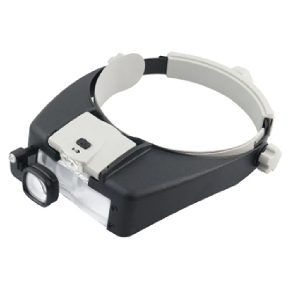 Headband Magnifier with Dual LED Lights and Selectable Magnification 1.5x 3x 6x 8x for Watch Repair and Miniature Assembly