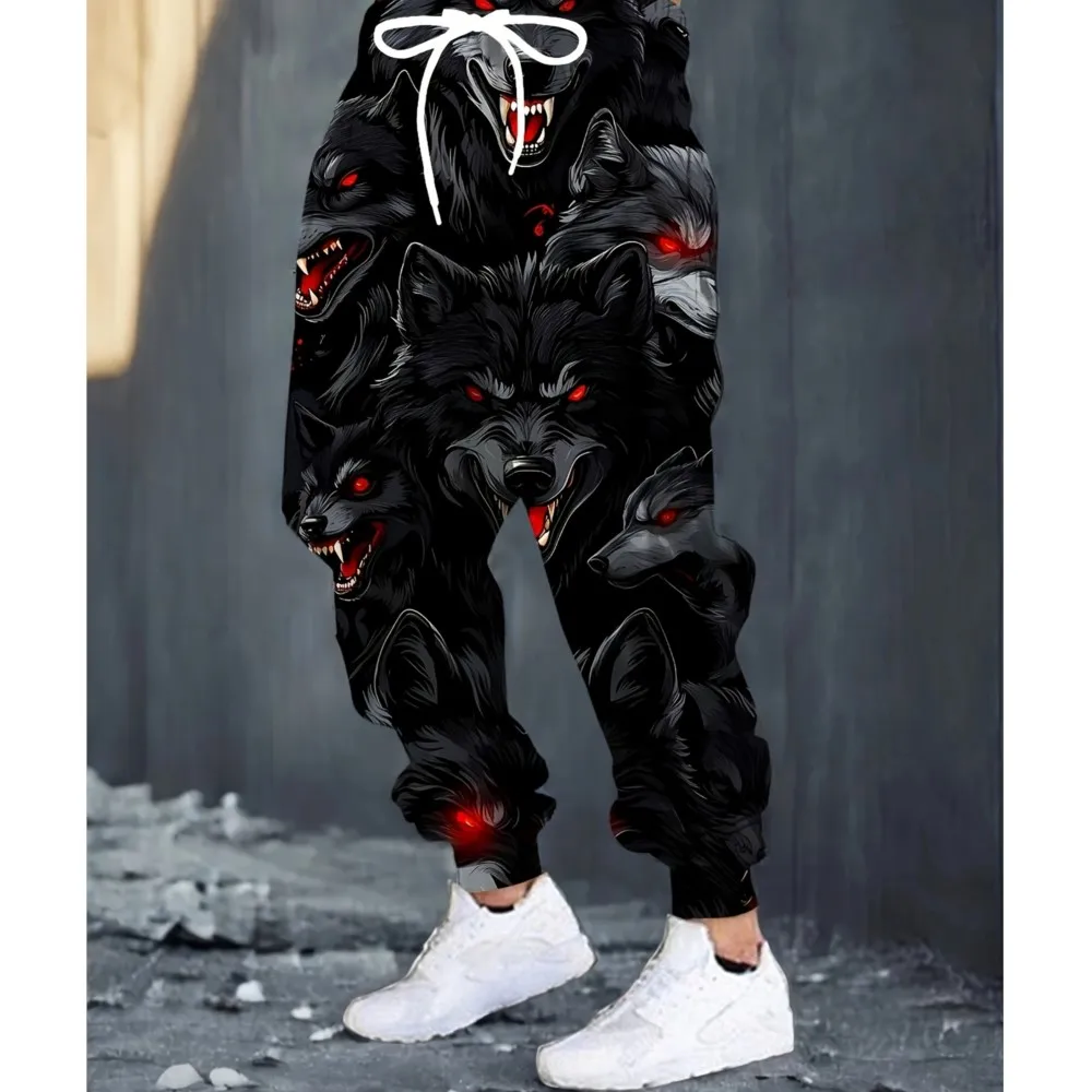 

Men's 3D Wolf Pants Street Pants Men's Side Pockets Elastic Drawstring Sweatpants Joggers Pants For Men Casual Trousers Fall