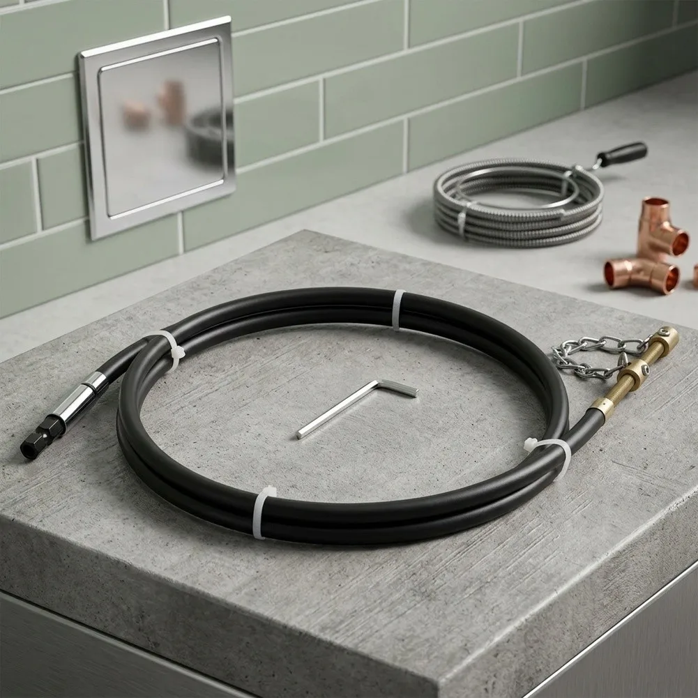 For Kitchen Sink Drain Cleaner Snake Drill Attachment 50-75mm Pipe Compatible Extended Reach Up To 110mm For Electric Drill