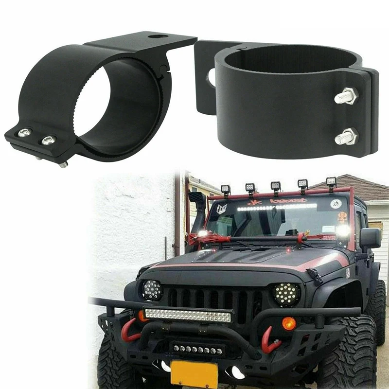 4 Set 3 Inch 76-81Mm Bull Bar Roll Cage Mount Bracket Clamps LED Work Light Bar Holder For SUV ATV Truck Motorcycle Boat