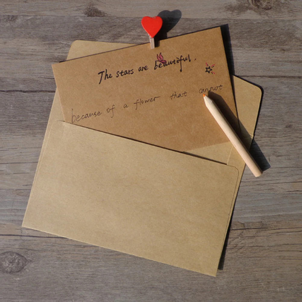 

60Pcs 10.5x6.7cm Name Cards Envelopes Business Kraft Paper Envelopes for Storing Checks Postal Gift Cards