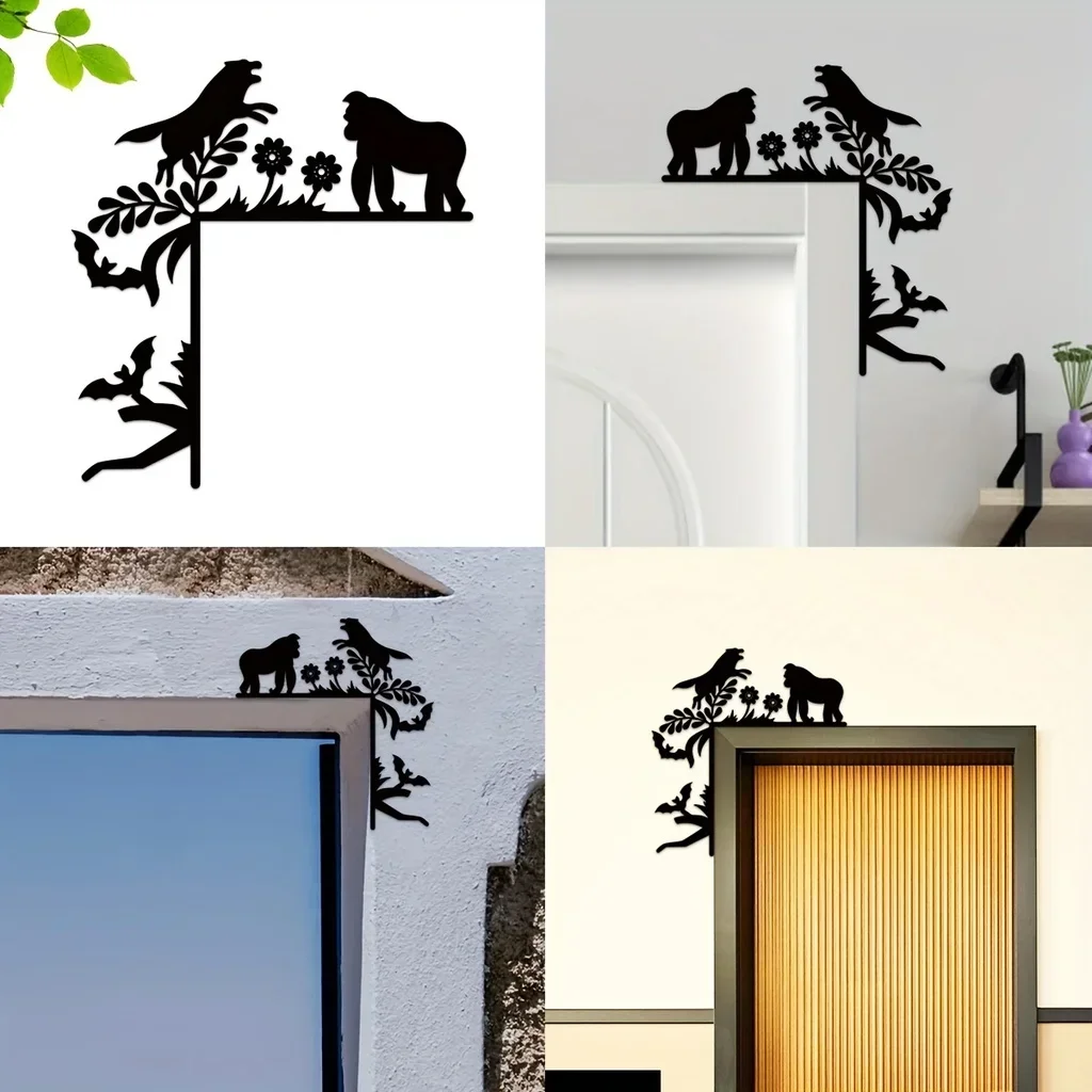 CIFBUY Deco Metal Orangutan Animal Home Decorative Wall Stickers Door Corner Decoration Door Frame Corner Decor Metal Wall Hangi