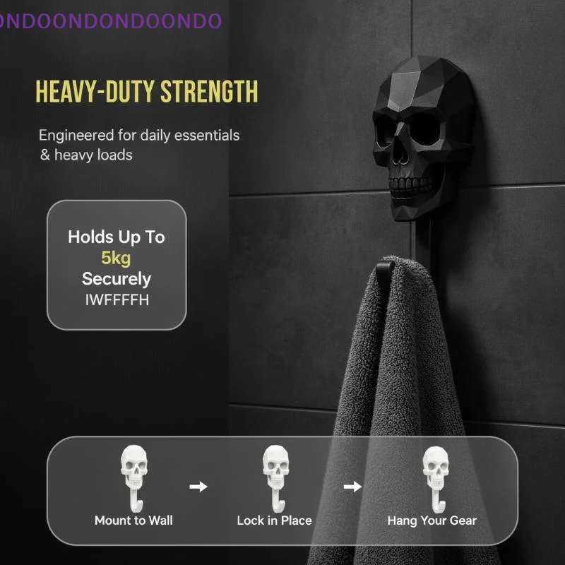 3Pcs Creative Geometric Skull Wall Hook Set Gothic Style Wall Mounted Towel Robe Hangers for Bathroom Halloween Home Decor