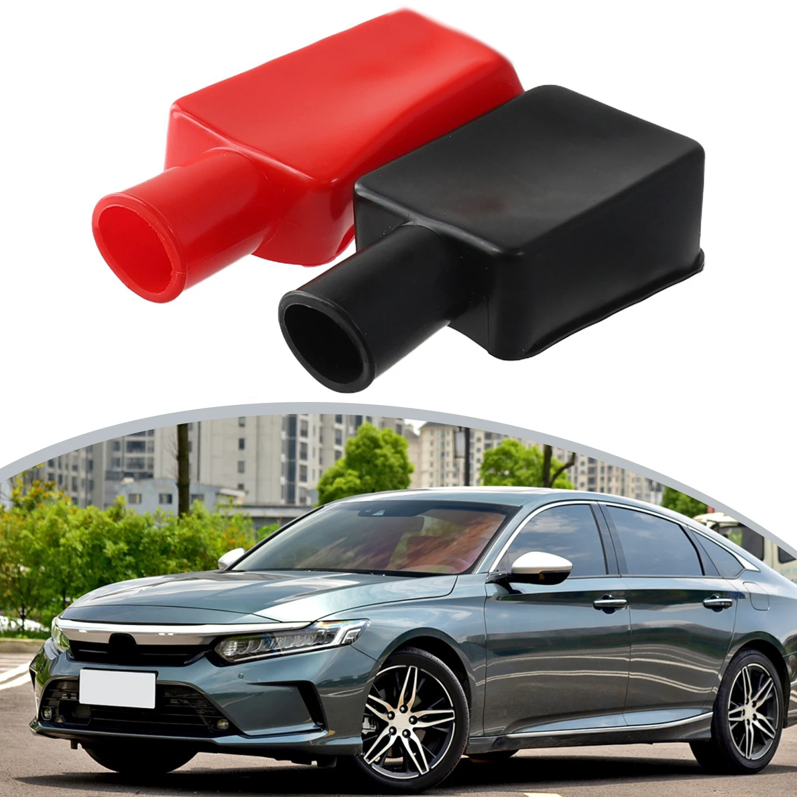 2* for durable Terminal Cover High Quality Black&red Rubber&plastic Pair Battery Classic Car Positive & Negative Stickers