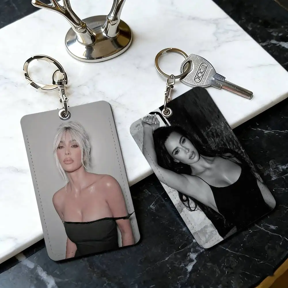 

Sexy Internet Celebrity K-Kim K-Kardashia Card Holder Men And Womenn Universal Antirust Keychain PU Learther Access Drop Key