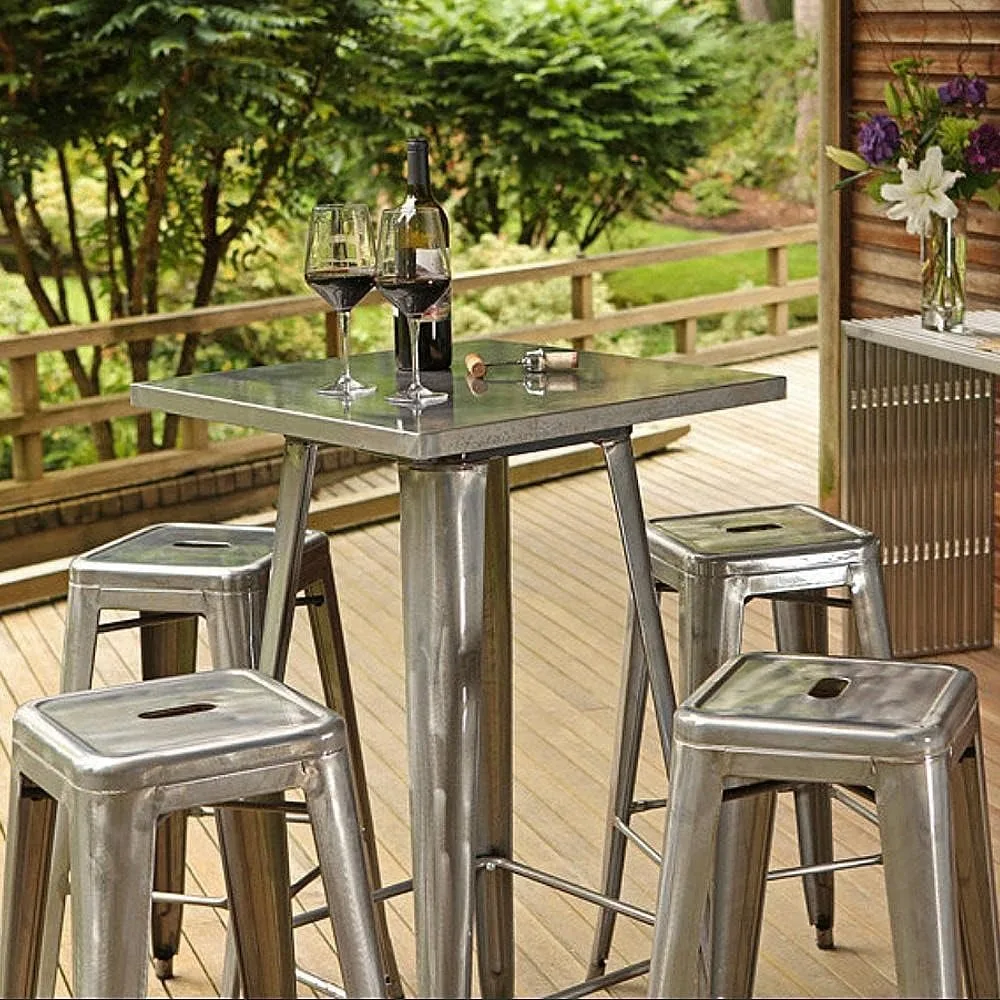 24 Inches Metal Bar Stools Kitchen Counter Height Bar Stools Indoor/Outdoor Stool Patio Furniture Modern Stackable Barstools