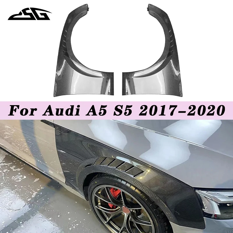 

For Audi A5 S5 2017-2020 Carbon Fiber Front Bumper Side Fender Fin Splitter Spoiler Cover Air Intake Vent Panel Body Kit