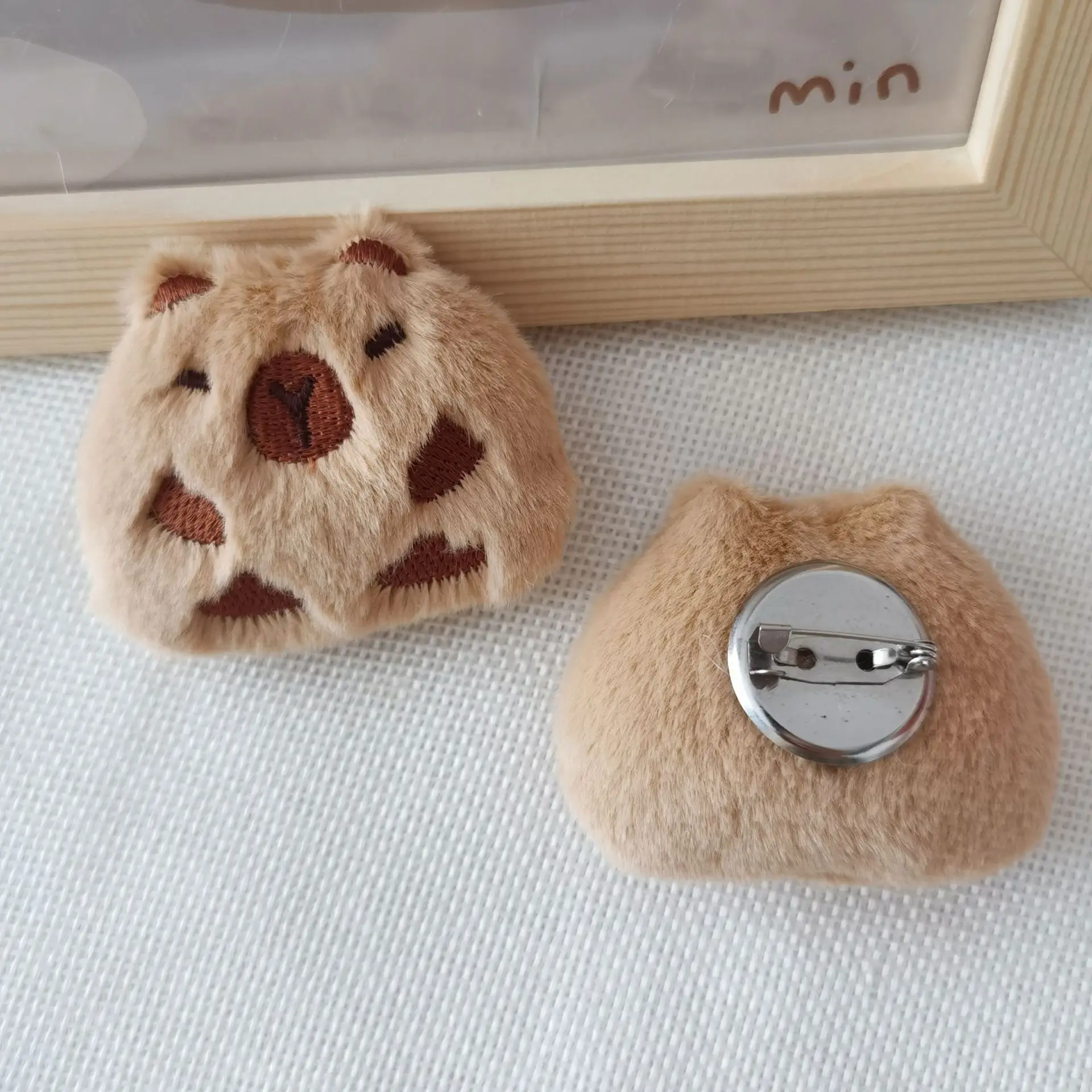 Cute Capybara Animal Plush Doll Brooch Fluffy Soft Stuffed Clothes Badge Pins Kapibala Brooch Backpacks Decoration Accessories