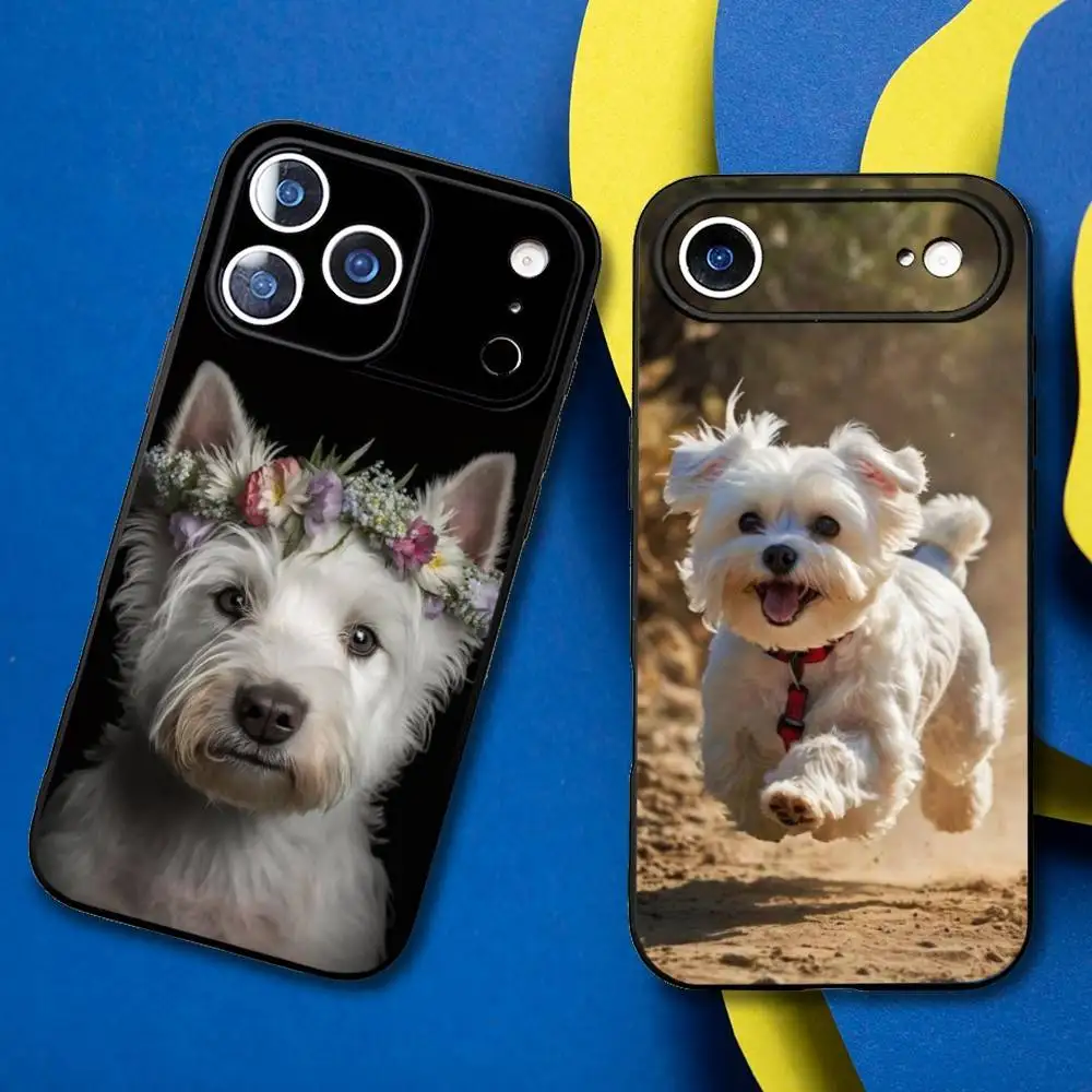

Highland Terrier Westie Phone Case For iPhone17,16,15,14,13,12,11 Plus,ProMax,Soft Black Cover