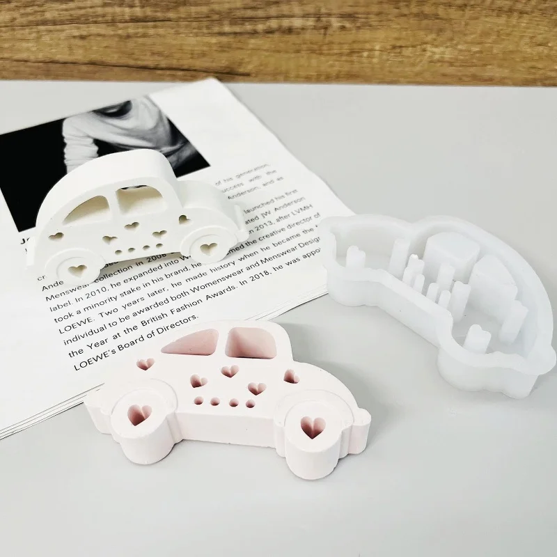 Lindo y amor adorno de coche Vintage molde de silicona DIY coche de yeso decoración en el vehículo pantalla de escritorio Molde de resina regalo artesanal