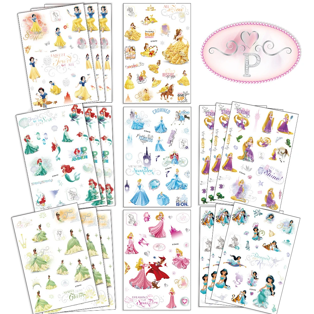 

8/16sheets Disney Cartoon Anime Princess Stickers Cute Girl Sticker Decoration Scrapbook Phone Suitcase Classic Kids Toy Decals