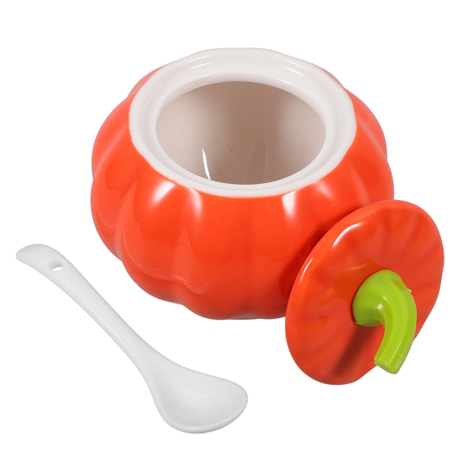 1Set Pumpkin Shaped Ceramic Seasoning Jar Kitchen Spice Storage Container Multi-Function Condiment Canister Salt Pepper Sugar