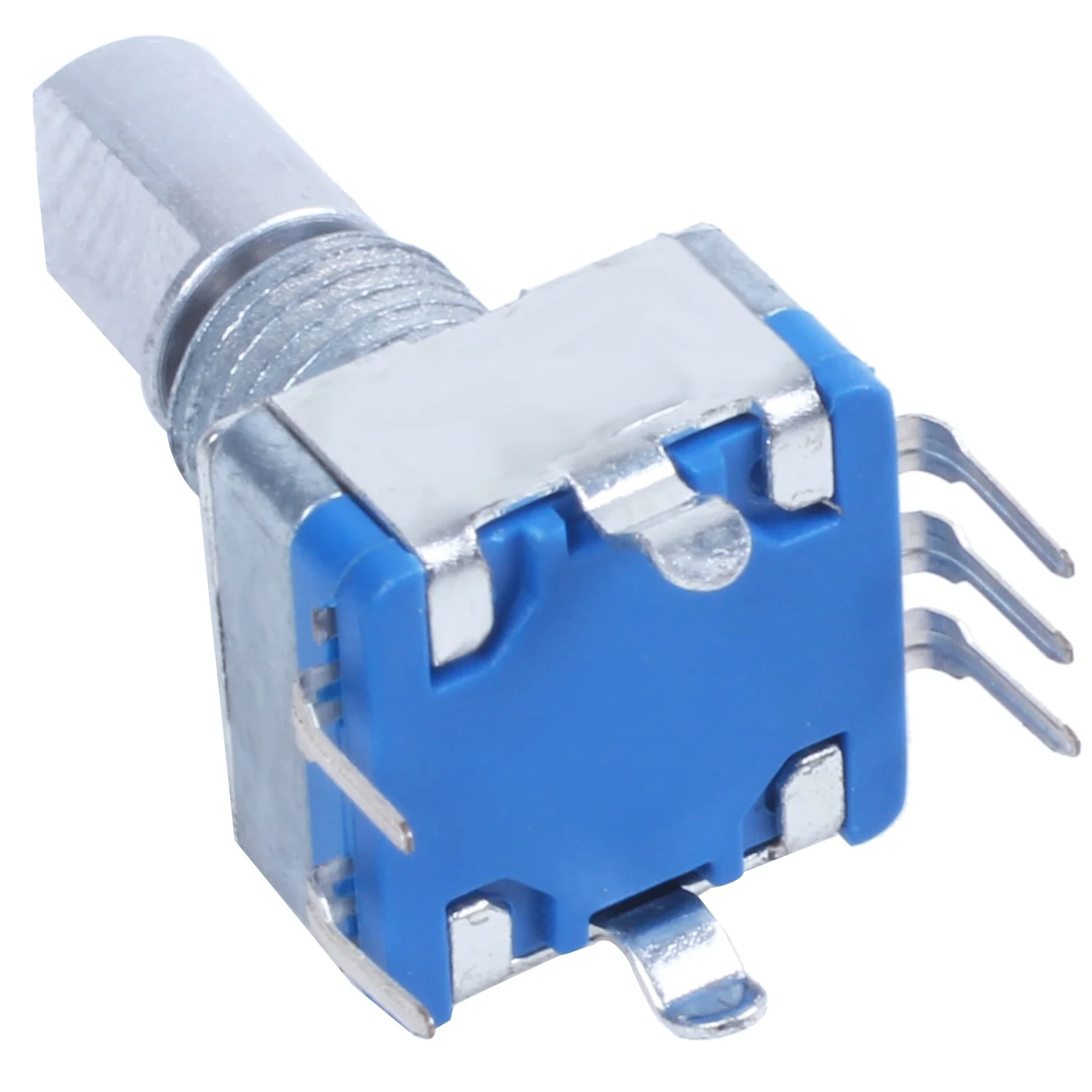 X09A 20-Point Shaft Detents Encoder And 360 Degree Rotary With Push Button Blue + Silver